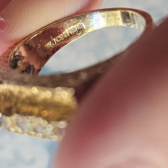 Vintage Gold Vermeil Square Rhinestone Ring, size 7.75 - Picture 7 of 8